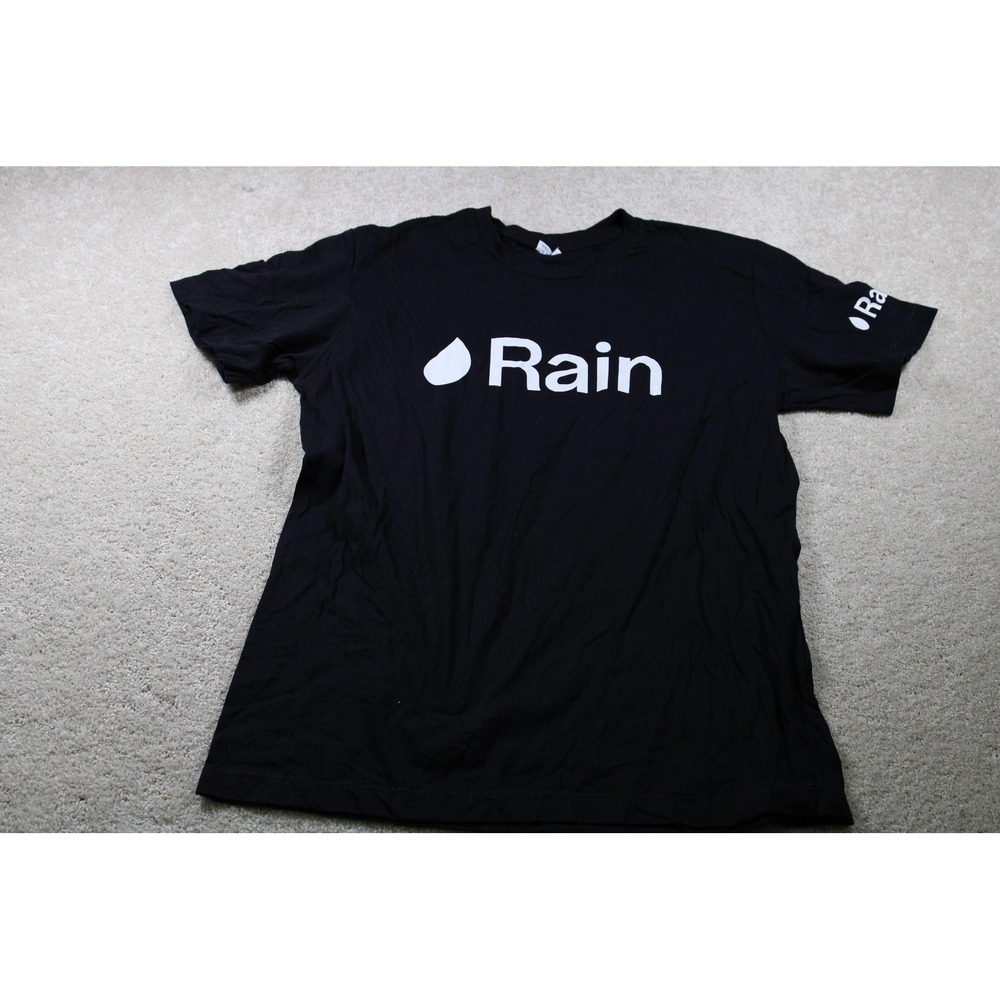 Rain Shirt Mens Large Black‎ Short Sleeve Crewneck Promo Tee 100% Cotton Logo